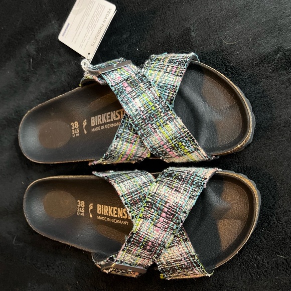 Birkenstock Siena Synthetic Material/Textile Green Two-Strap Sandals 38 - Picture 2 of 5